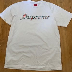 supreme appliqu floral white tee